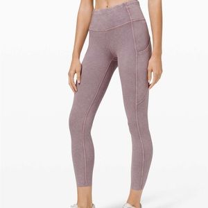 Lululemon fast and free HR tight 25” with pockets, light purple ice wash size 4